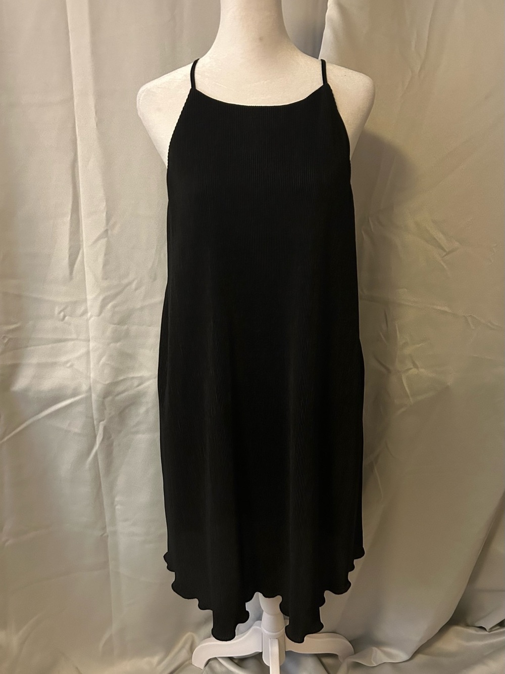 No Boundaries Black Midi Dress with Scalloped Hem